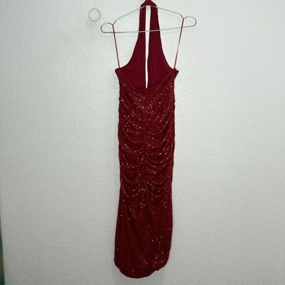 NWT Susana Monaco Sequin V-Neck Halter Dress in Berries Small - Picture 7 of 14